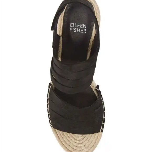 Eileen Fisher Women's Largo Espadrille Wedge Sandal Black Size 9 - Picture 3 of 5